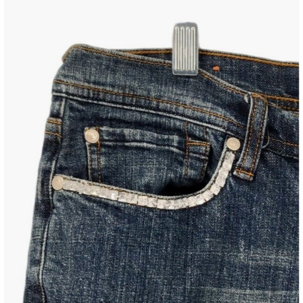 Vertigo‎ Womens Jeans Size 14 Straight Leg 36x33 Bling Rhinestones Vintage - Picture 5 of 8